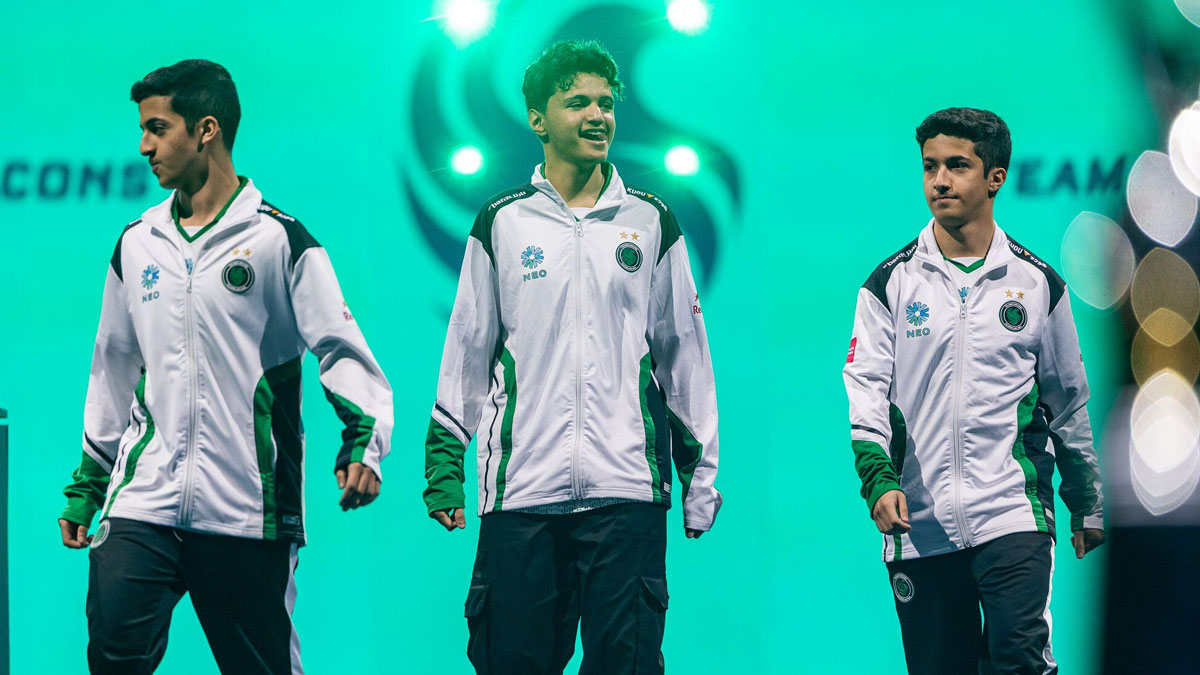 NRG facing Team Falcons in the RLCS 2025 Grand Final