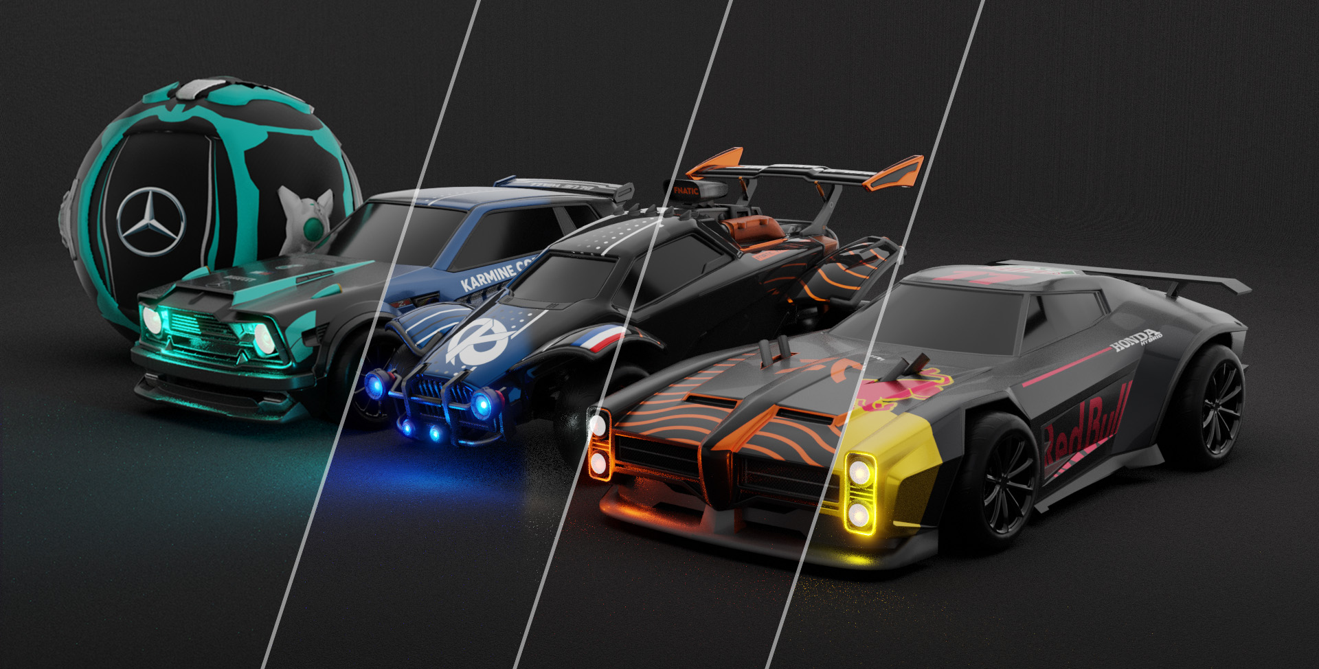 Rocket League decals custom designed by Ivel. Including some F1 racing rocket league decals.