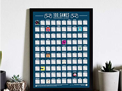 100 Video Games Bucket List Scratch Poster